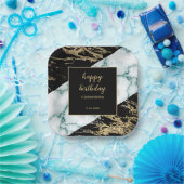 ホワイトマーブルゴールドフォイル絵を描テクスチャ誕生日 ペーパープレート (パーティー)