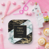 ホワイトマーブルゴールドフォイル絵を描テクスチャ誕生日 ペーパープレート (パーティー)