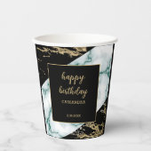 ホワイトマーブルゴールドフォイル絵を描テクスチャ誕生日 紙コップ (正面)