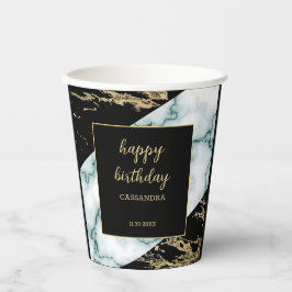 ホワイトマーブルゴールドフォイル絵を描テクスチャ誕生日 紙コップ