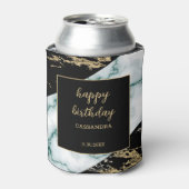 ホワイトマーブルゴールドフォイル絵を描テクスチャ誕生日 缶クーラー (缶正面)