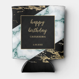 ホワイトマーブルゴールドフォイル絵を描テクスチャ誕生日 缶クーラー