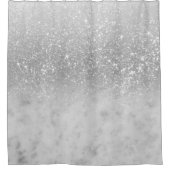 ホワイトマーブルシルバーグラデーショングリッターグラム#1 シャワーカーテン (正面)