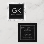 ホワイトマーブルシルバーモノグラム スクエア名刺 (正面/裏面)