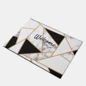 ホワイトマーブルジオメトリ(金ゴールド) ドアマット (アングル)