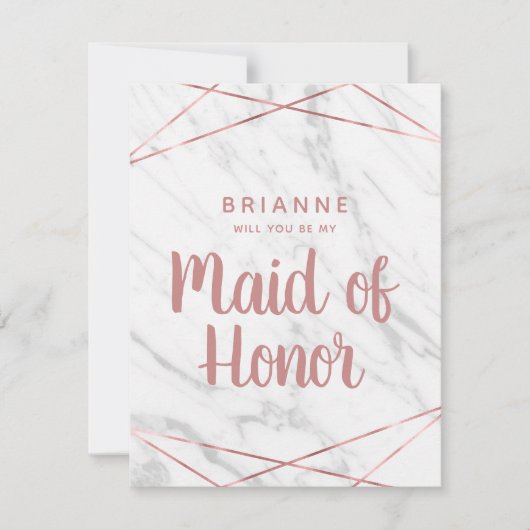 ホワイトマーブルジオ私のメイド・オブ・オーナー(花嫁付き添い人) 招待状 (正面)
