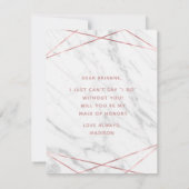 ホワイトマーブルジオ私のメイド・オブ・オーナー(花嫁付き添い人) 招待状 (裏面)