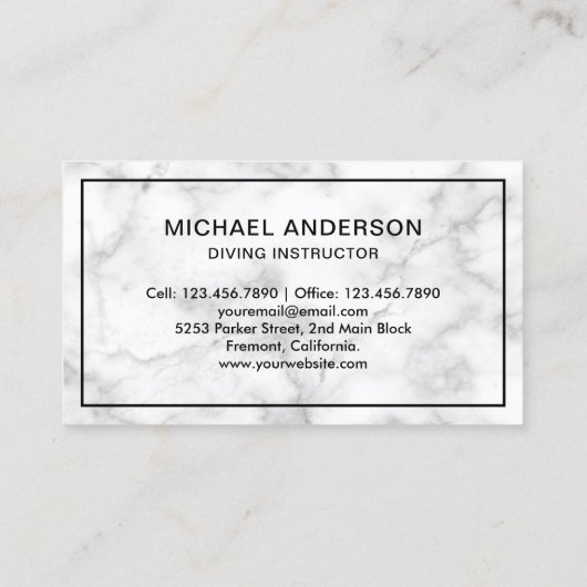 ホワイトマーブルスキューバダイビングインストラクター 名刺 (裏面)