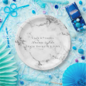 ホワイトマーブルストーンカララグレーシルバーミニマル ペーパープレート (パーティー)