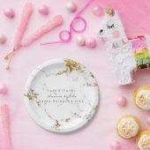 ホワイトマーブルストーンカララゴールデンストロークミニマルス ペーパープレート (パーティー)