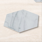 ホワイトマーブルストーン六角紙コースター ペーパーコースター (アングル)