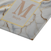 ホワイトマーブルズ&金ゴールド静脈モノグラム カッティングボード (角)