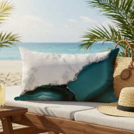 ホワイトマーブルティール（緑がかった色）アゲートシルバーアウトドア アウトドアクッション