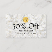 ホワイトマーブルテクスチャレストランQrコードメニューと 割引カード (正面)