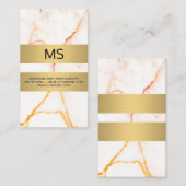 ホワイトマーブルテクスチャ金ゴールド金属バー事業 名刺 (正面/裏面)