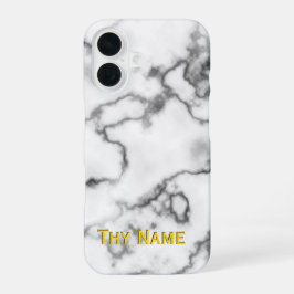 ホワイトマーブルデザイン- iPhone 16ケース