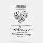 ホワイトマーブルニカ結婚ムスリム歓迎 アクリルサイン (傾斜)