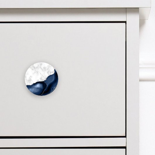 ホワイトマーブルネイビーブルーアガテシルバーグリッター セラミックノブ