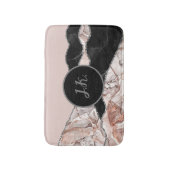 ホワイトマーブルネイビーブルーアガテシルバーグリッター バスマット (正面縦)