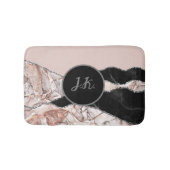 ホワイトマーブルネイビーブルーアガテシルバーグリッター バスマット (正面)