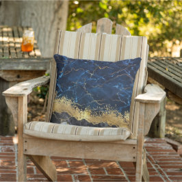 ホワイトマーブルネイビーブルー金ゴールドゲート アウトドアクッション