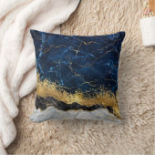 ホワイトマーブルネイビーブルー金ゴールドゲート クッション (ブランケット)