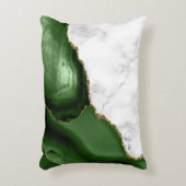 ホワイトマーブルハンターグリーンアゲート金ゴールドグリッター アクセントクッション (正面(垂直))