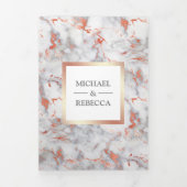 ホワイトマーブルバラゴールドフォイルフォト結婚ズ 三つ折り招待状 (カバー)