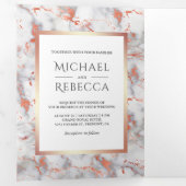 ホワイトマーブルバラゴールドフォイルフォト結婚ズ 三つ折り招待状 (内部最初)