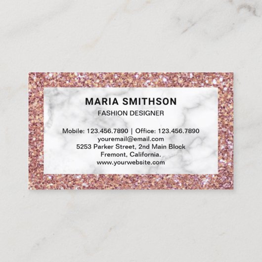 ホワイトマーブルバラ金ゴールドグリッターハイヒール 名刺 (裏面)