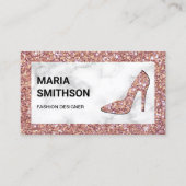 ホワイトマーブルバラ金ゴールドグリッターハイヒール 名刺 (正面)