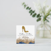 ホワイトマーブルバラ金ゴールドグリッターハイヒールB スクエア名刺 (スタンド正面)