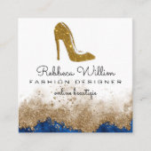 ホワイトマーブルバラ金ゴールドグリッターハイヒールB スクエア名刺 (正面)