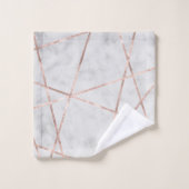 ホワイトマーブルバラ金ゴールドジオグラム#1 バスタオルセット (ウォッシュタオル)