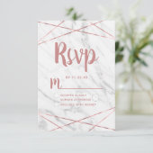 ホワイトマーブルバラ金ゴールドジオメトリックウェディングRSVP 出欠カード (スタンド正面)