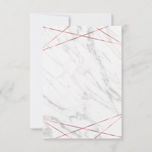 ホワイトマーブルバラ金ゴールドジオメトリックウェディングRSVP 出欠カード (裏面)