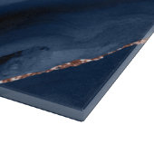 ホワイトマーブルバラ金ゴールドネイビーブルーアガテモノグラム カッティングボード (角)