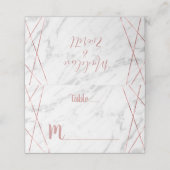 ホワイトマーブルバラ金ゴールド三角形ラインテーブルの座席 プレイスカード (外部開封)