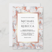 ホワイトマーブルバラ金ゴールド結婚すべて 招待状 (正面)