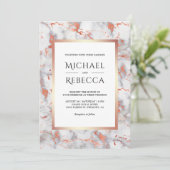 ホワイトマーブルバラ金ゴールド結婚すべて 招待状 (スタンド正面)