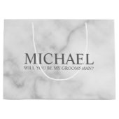 ホワイトマーブルパーソナライズされたグロムスマン提案 ラージペーパーバッグ (正面)