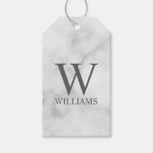 ホワイトマーブルパーソナライズされたモノグラムと名前 ギフトタグ (正面)