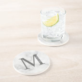 ホワイトマーブルパーソナライズされたモノグラムと名前 コースター (側面)