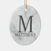 ホワイトマーブルパーソナライズされたモノグラムと名前 セラミックオーナメント (右)