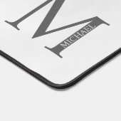 ホワイトマーブルパーソナライズされたモノグラムと名前 デスクマット (コーナー)