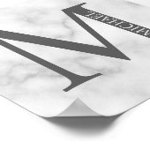 ホワイトマーブルパーソナライズされたモノグラムと名前 ポスター (角)