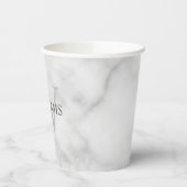 ホワイトマーブルパーソナライズされたモノグラムと名前 紙コップ (左)