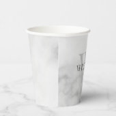 ホワイトマーブルパーソナライズされたモノグラムと名前 紙コップ (右)