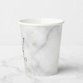 ホワイトマーブルパーソナライズされたモノグラムと名前 紙コップ (左)