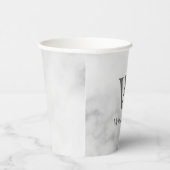 ホワイトマーブルパーソナライズされたモノグラムと名前 紙コップ (右)